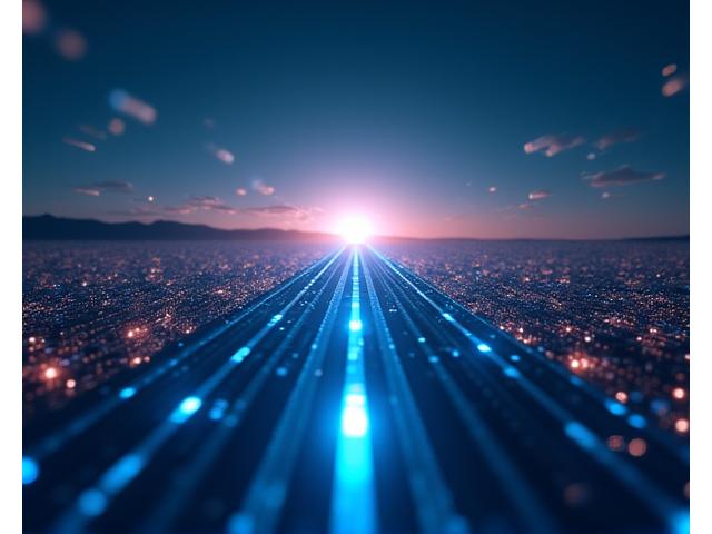 Futuristic technology roadmap with AI feature previews