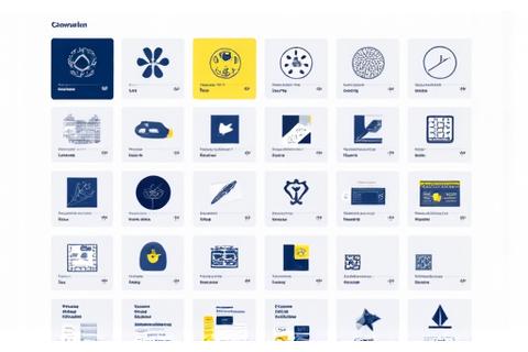 Collection of digital assets like icons, illustrations, and patterns adhering to a unified brand style guide, ready for web and app integration.