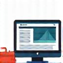 Iconographic representation for professional services: a briefcase and a graph, overlaid on a clean website design mockup.