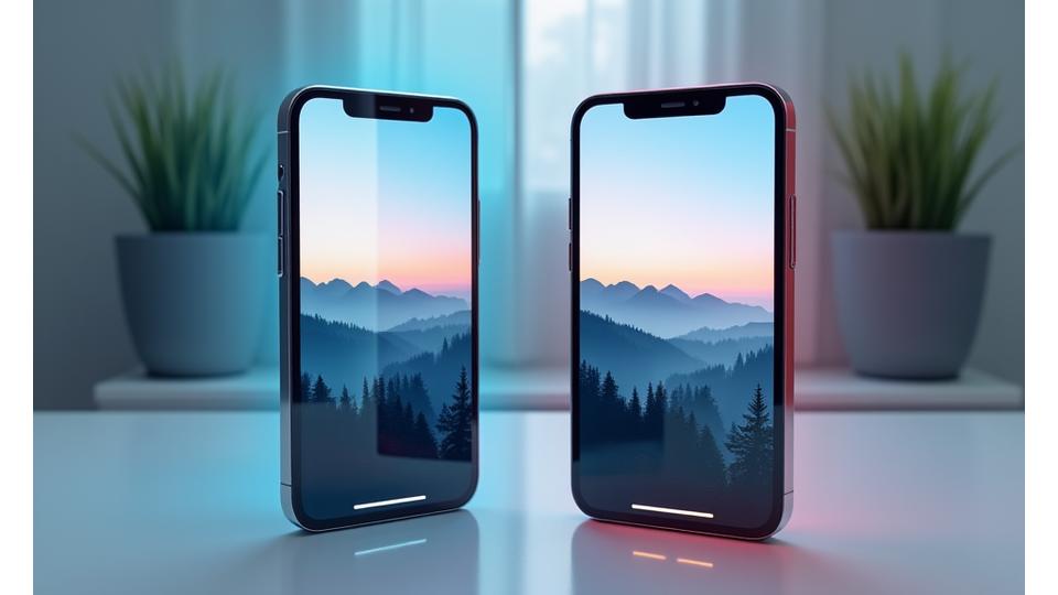 A side-by-side comparison on a split screen: one side showing a slow-loading, pixelated image with a loading spinner, the other showing a crisp, instantly loaded image on a mobile device, highlighting performance.